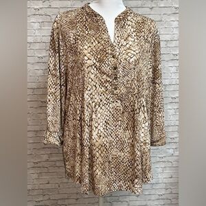 Established 1962 Women's 2X Snakeskin Print Shirt Blouse Top Long Sleeve Buttons